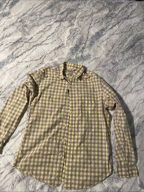 J. Crew Yellow and Gray Gingham Button-Down Shirt